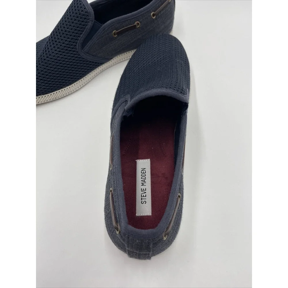 Steve Madden Men's P-Baller Woven Slip On Sneakers Size 12 Color Navy #022‎